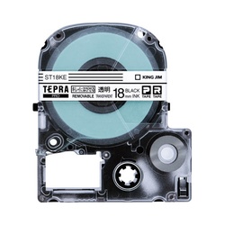 テプラＰＲＯテープはがせる　透明ラベル黒字１８ｍｍ
