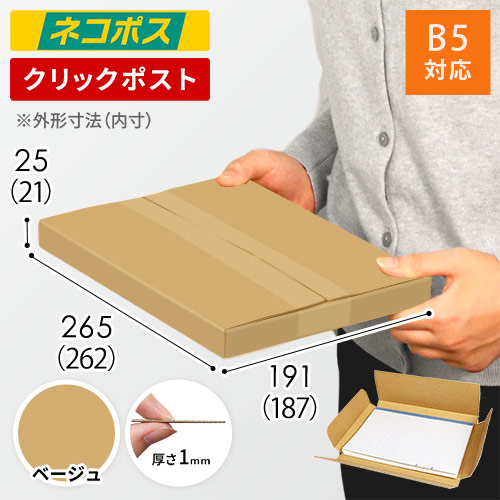 ベージュ色】厚さ2.5cm・ヤッコ型ケース（B5サイズ・ネコポス