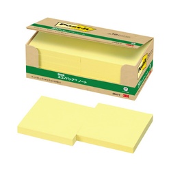 ポストイット　再生紙ノート　７５×７５　黄１０冊