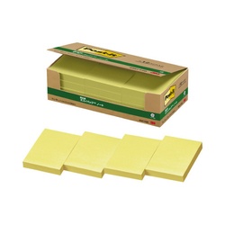 ポストイット　再生紙ノート　７５×５０　黄２４冊