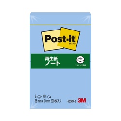 ポストイット　再生紙ノート３８×５０　ブルー　２冊