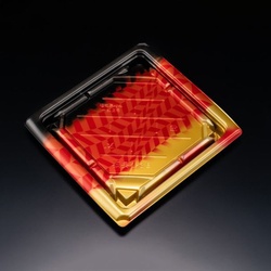 リスパック 寿司容器 バイオ板長 3-3B きえん赤 本体