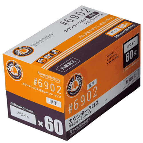 川西工業 カウンタークロス #6902 厚手 ホワイト 60枚入