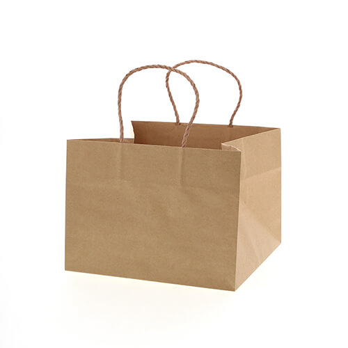 手提げ紙袋（茶・口折丸紐・幅270×マチ270×高さ200mm）