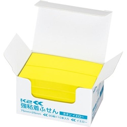 強粘着ふせん　Ｋ２　７５×２５　ネオン黄色１０冊