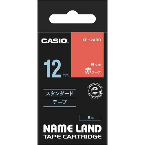 ネームランド　赤色テープ　１２ｍｍ　白文字