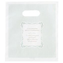 ポリ手提げ ミントストライプPEバッグ-6(100枚) ヘッズ