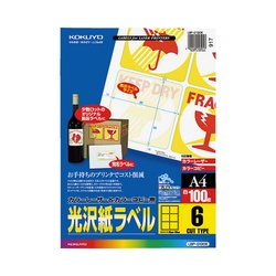 レーザープリンタ用光沢紙ラベルＡ４　６面　１００枚