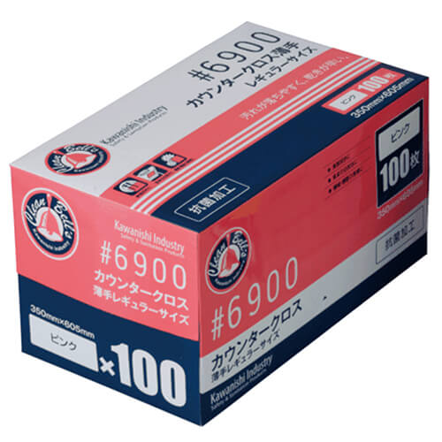 川西工業 カウンタークロス #6900 薄手 ピンク 100枚入