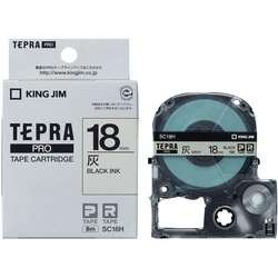 テプラ　ＰＲＯテープ　パステル灰ラベル１８ｍｍ黒字