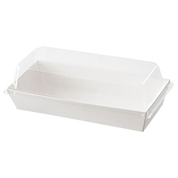 軽食容器 無地フタ付デリボックス ホワイト-2(50枚) ヘッズ