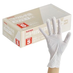 ニトリルゴム手袋 S 白・粉無 スタンダード パックスタイル