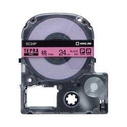 テプラ　ＰＲＯテープ　パステル桃ラベル２４ｍｍ黒字