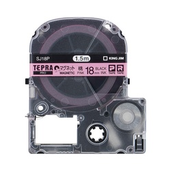テプラ　ＰＲＯテープ　マグネット桃色１８ｍｍ黒文字