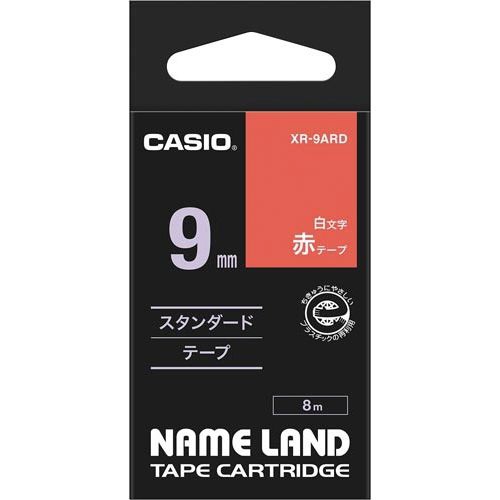 ネームランド　赤色テープ　９ｍｍ　白文字