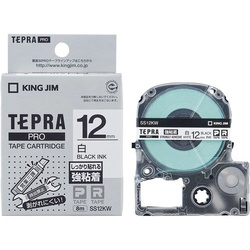 テプラ　ＰＲＯテープ　強粘着白ラベル１２ｍｍ黒文字