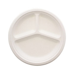 HEIKO 紙皿 業務用 バガスペーパーウェア 深皿プレート ホワイト 3仕切 26cm 50枚