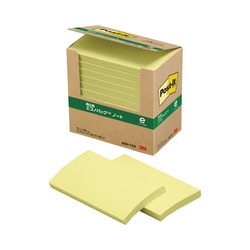 ポストイット　再生紙ノート　７５×１２７　黄１２冊
