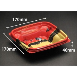 リスパック どんぶり容器 バイオ のぞみ 角170-40B 本体 K-あじわい赤J10