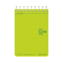 ソフトリングメモ　ドット入Ｂ罫Ａ７　８０枚　黄緑