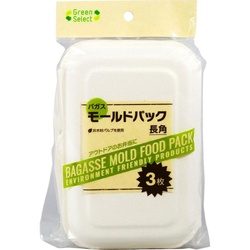 弁当容器 Green Select バガスモールドパック 長角 3枚 大和物産
