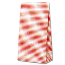 【廃番商品】角底袋（ギンガムミニ・赤・幅180×マチ105×高350mm)