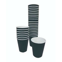 紙コップ FR-5313 リップルカップ 12オンス(ブラック) 40枚入 ファーストレイト