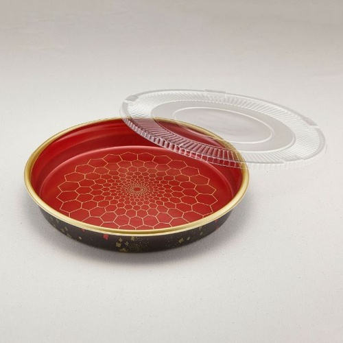 弁当容器 すし桶 4 亀甲赤透明セット 青葉紙業