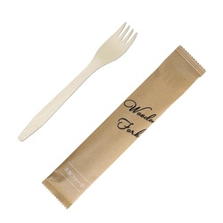 カトラリー 木製フォーク165 紙個包装クラフト 旭創業