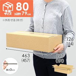【宅配80サイズ】ダンボール箱（457×191×114mm）3mm B/F C120×C120