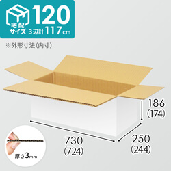 【宅配120サイズ】1100×800カゴ台車ぴったりサイズダンボール箱［ 1段4箱×10段］（724×244×174mm）3mm B/F 白C5×C5