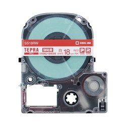テプラ　ＰＲＯテープ　強粘着白ラベル１８ｍｍ赤文字