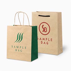 オリジナル印刷紙袋(1色印刷・未晒クラフト紙・マットPP・幅120×マチ110×高さ360mm・アクリル丸紐(黒)・短納期)