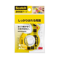 透明両面テープ　小巻　カッター付　幅１２ｍｍＸ６