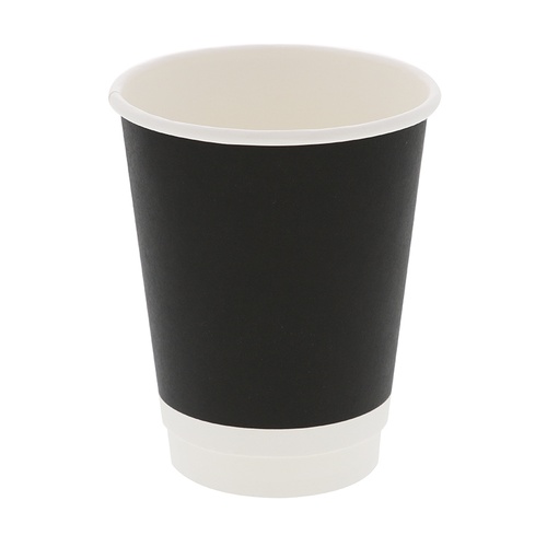 HEIKO 紙コップ 二重断熱カップ 12オンスE 口径90mm ブラック 25個/袋