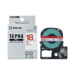 テプラ　ＰＲＯテープ　白ラベル　１８ｍｍ　赤文字