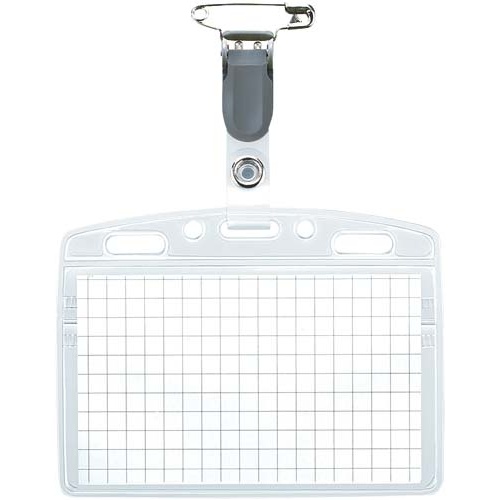 タッグ名札安全ピンクリップ両用名刺サイズチャック付