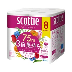 スコッティフラワーパック３倍巻き　８ロール×６