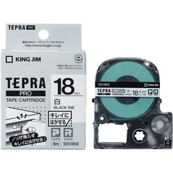 テプラＰＲＯテープはがせる白ラベル１８ｍｍ黒字×５
