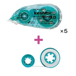 修正テープケシピコ幅６ｍｍ　本体５個＋詰替１個