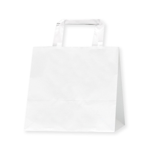【廃番商品】HEIKO 手提げ紙袋 Hフラットチャームバッグ 平手 220-1 白無地 50枚/袋