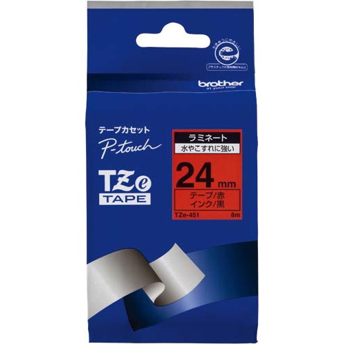ピータッチ　ラミネート赤色テープ２４ｍｍ　黒文字