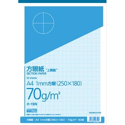 上質方眼紙Ａ４　１ｍｍ目ブルー刷り５０枚×１０冊