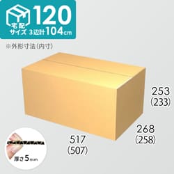 【宅配120サイズ】ダンボール箱(507×258×233) 5mm A/F K6×強化芯180g×K6