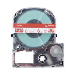 テプラ　ＰＲＯテープ　白ラベル　６ｍｍ　赤文字