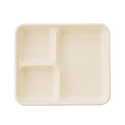 バガスモールド 三つ仕切りトレイ 青葉紙業