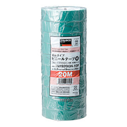 【廃番商品】トラスコ中山 脱鉛タイプ ビニールテープ 19mm×20m 緑 TM1920GN-10P（10巻入）