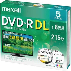 ＤＶＤ−Ｒ録画用（２層）　８倍速　ＩＪ対応　５枚Ｐ