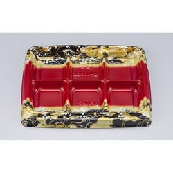 【廃番商品】シーピー化成 弁当容器 BFハカマ膳5-6 国風赤 本体(N)