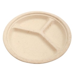 シンギ 紙皿 BePulp 未晒三区切リ丸トレイ 26cm